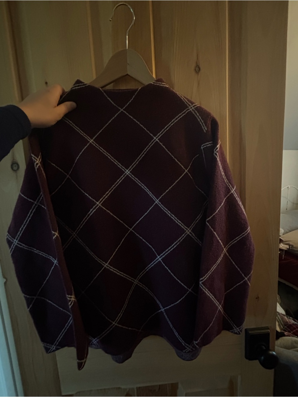 RW&CO. Burgundy Argyle Mock-neck Sweater